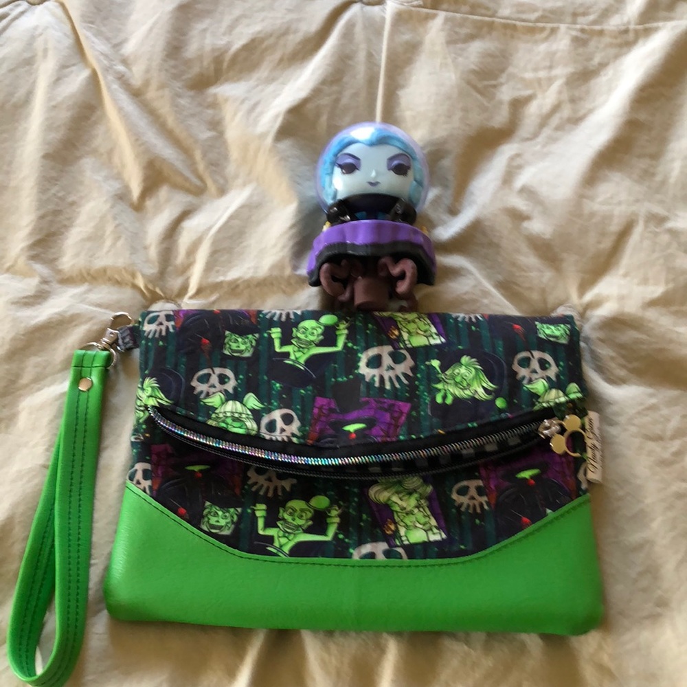Haunted Mansion hand sewn flip-over wristlet.